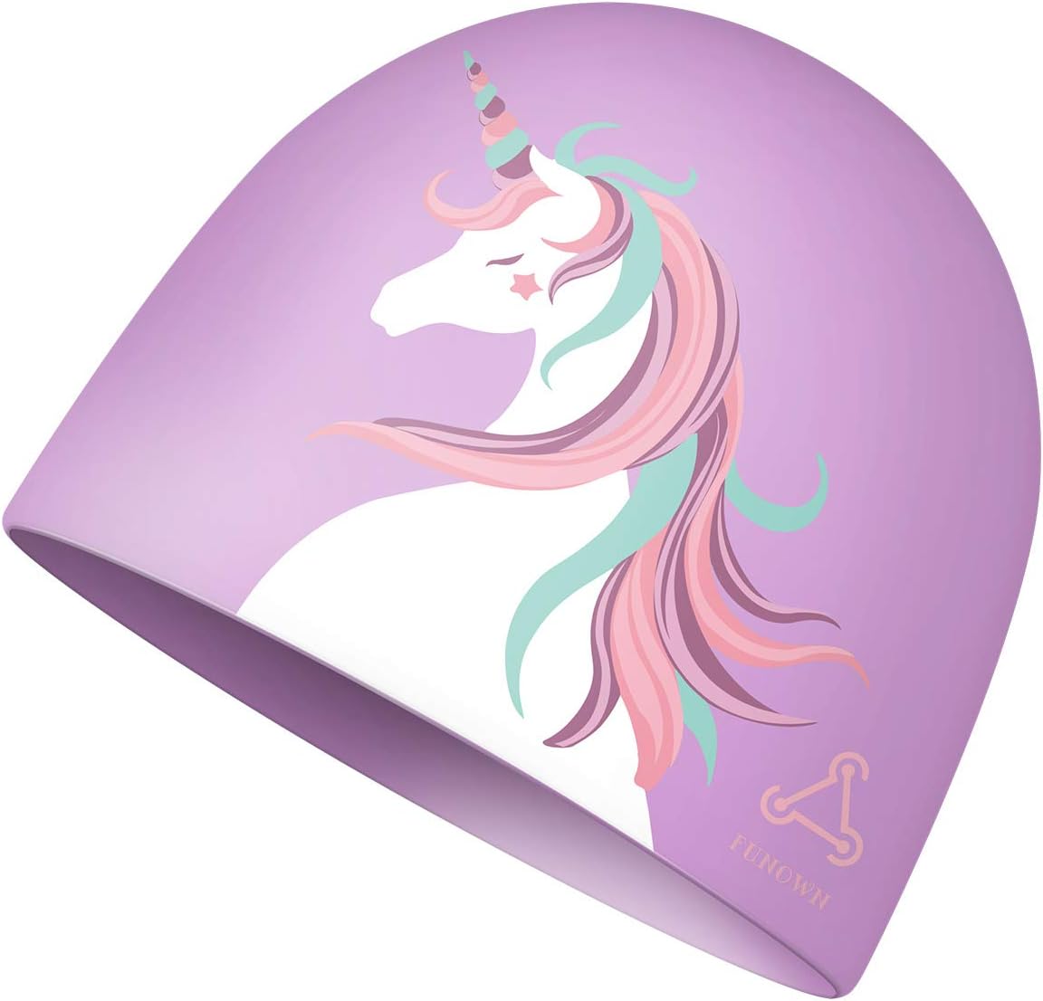 FUNOWN Swim Cap for Women Long Hair Curly Hair Solid Silicone Waterproof Bathing Unicorn Swimming Caps for Girls