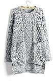 Women's Fashion Cable Knitted Crewneck Casual Pullovers Sweater