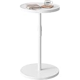 IRCPEN Adjustable Round Side Table, Pedestal Drink Table for Small Spaces | Small End Table, Tall Round Nightstand for Living Room Bedroom White ET-010WW