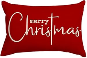 RABUSOFA Christmas Pillow Covers 12x20 Inch,Red Merry Christmas Saying Decorations Winter Decorative Throw Pillow Cases,Farmhouse Holiday Xmas Lumbar Cushion Covers for Couch Living Room(16)