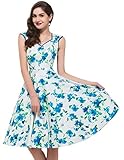 PAUL JONES Womens Flower Print Sleeveless V-Neck Vintage Dress Color B(S)