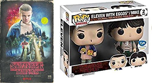 Stranger Things Funko Pop Eleven (with Eggos) & Mike Exclusive 2-Pack with VHS Set Season 1 DVD Blu-Ray 4 Disc Box Special Edition 2-Pack Combo Bundle