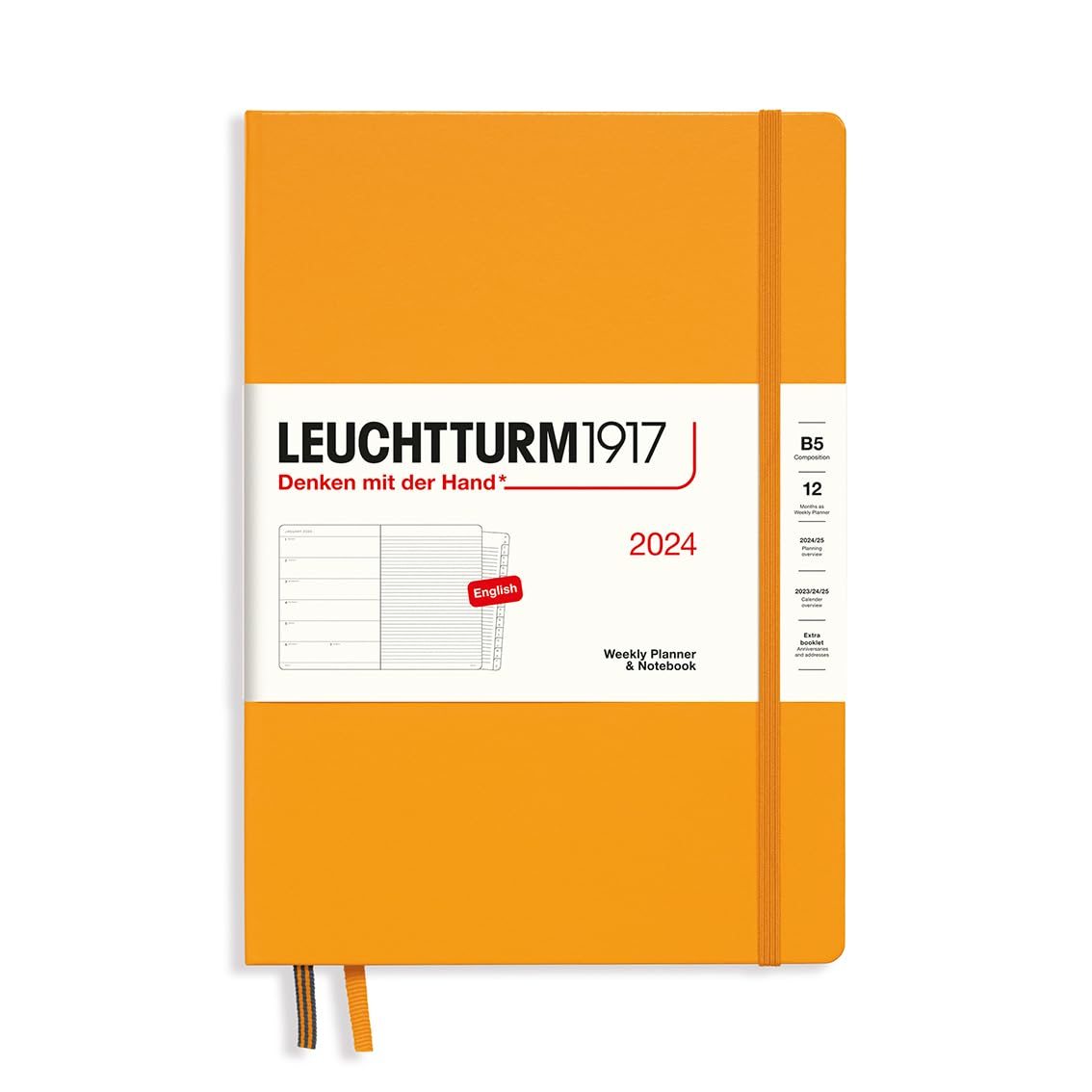 LEUCHTTURM1917 367852 Weekly Planner Composition (B5) 2024, 12 Months, Rising Sun, English