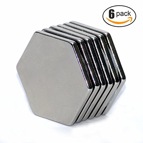 Powerful Neodymium Hexagon Magnet (6 Pack) || Strong, Permanent, Rare Earth Magnets || Ideal for Fridge, DIY, Building, Arts and Crafts, Kitchen and Homes, N42, 1.5"D X 0.08"H