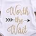Infant Baby Golden Shiny Words Print Arrow Pattern Romper Bodysuit Outfits (0-3 M, White)