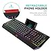 Havit RGB Mechanical Gaming Keyboard Blue Switch LED Backlit Wired Keyboards 104 Keys with Multimedia Keys Volume Control Phone Holder for PC Games Latop Computer