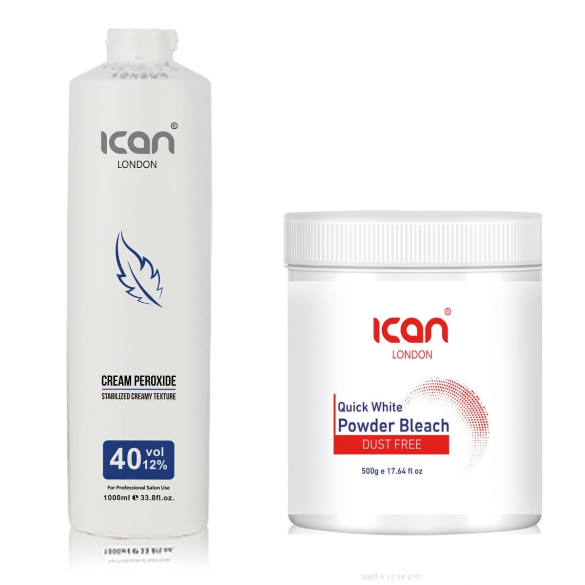 ICAN LONDON PROFESSIONAL CREAM PEROXIDE 40 VOL 12% 1000 ML + WHITE POWDER BLEACH (JAR)500 G SET