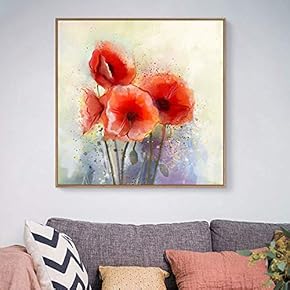 Floating Framed Canvas Wall Art for Living Room, Bedroom Vintage Flower Abstract Colorful Painting Canvas Prints for Home Decoration Ready to Hang - 16x16 inches