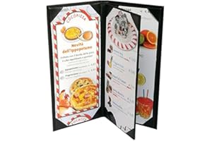 GBW 4 pcs of Restaurant Menu Covers Holders 4.75" X 11" Inches, 3panel 4view,Sold By Case,With Clear PVC sheets for Paper Protection
