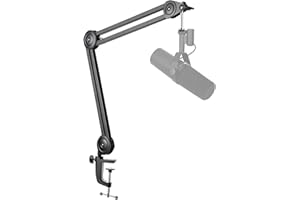 FIFINE Microphone Arm Stand-Heavy Duty Boom Arm, Suspension Scissor Adjustable Mic Stand with Desk Mount, 5/8" Screw, Cable T