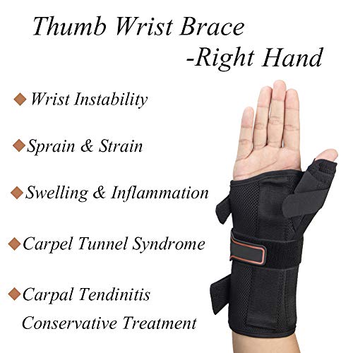 Thumb & Wrist Spica Splint, Adjustable Supportive Wrist Braces for Arthritis, Carpal Tunnel, Soft Tissue Injuries & Trigger Thumb Immobilizer Medium-Right - Thumbnail 4