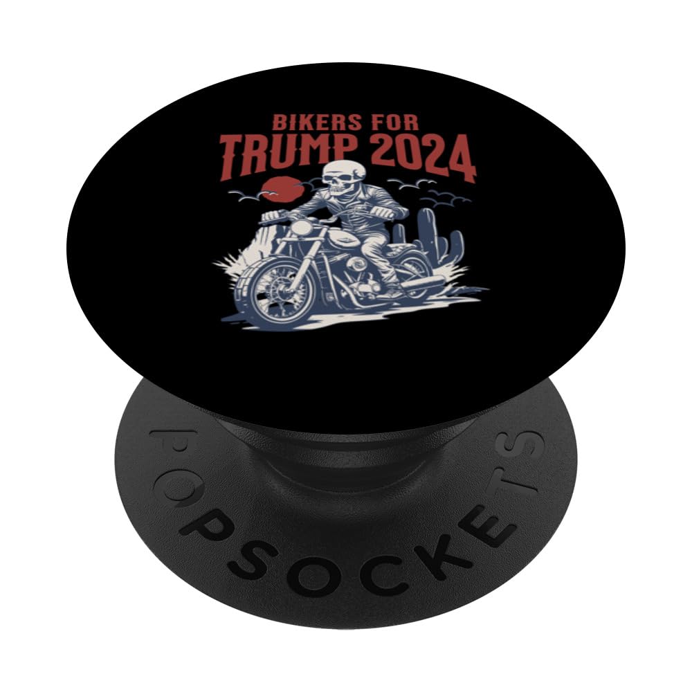 Bikers for Trump 2024 Bold Support Tee PopSockets Swappable PopGrip