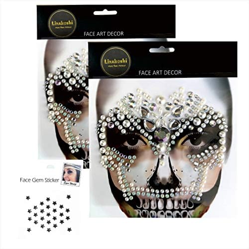 One-step Self Adhesive Fake Pearl and Gemstone Halloween Mask Temporary Sticker