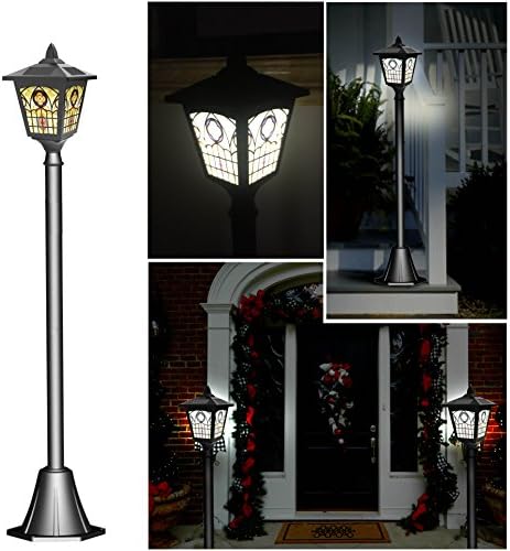 42 Inches Mini Street Post Outdoor Garden Solar Lamp Post Light Lawn - Adjustable (Church)