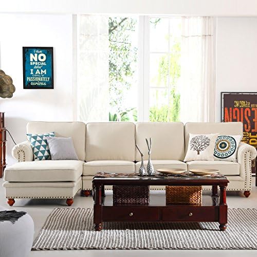 Modern 3-Piece Linen Fabric Sectional Sofa Chaise Lounge Set (Right Chaise)
