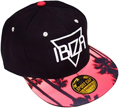 Ibiza Pink Palms Contrast Snapback Cap - Black, One Size