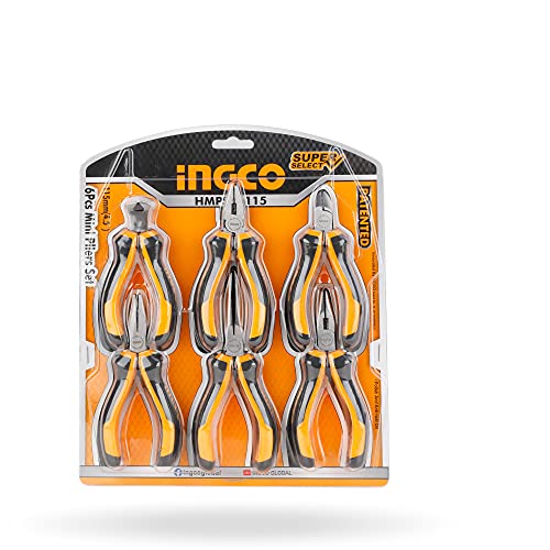 INGCO 6-teiliges Mini-Zangen-Set, inklusive 11,4 cm Kombizange, Seitenschneider, Spitzzange, Spitzzange, Flachzange… – Bild 8