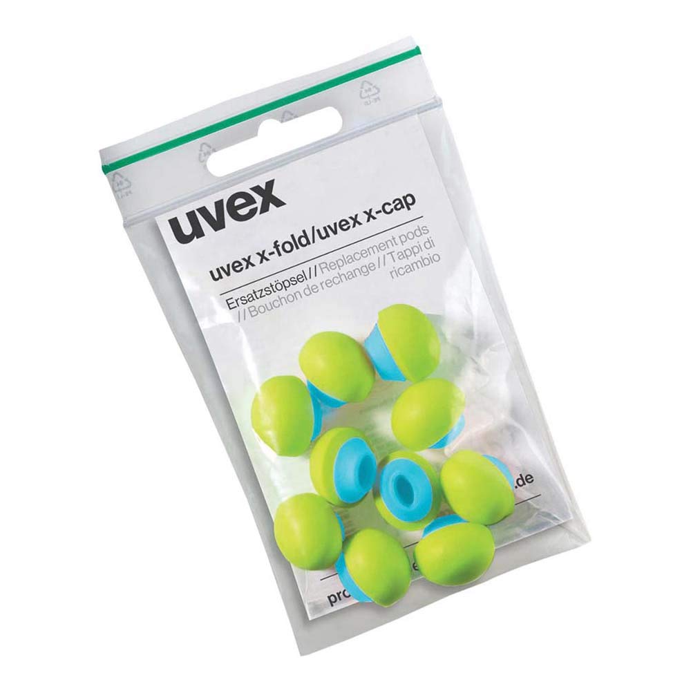 uvex 2125 351 Replacement Ear Pods (Pack of 5) Grey, Blue And Green Uni Size