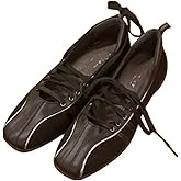 Women's Square Toe Ballet Flats Lace Up Leather Casual Shoes Platform Sole Sneakers