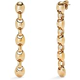 UNOde50 18K Gold-Plated Drop Earrings, Beaded Chain Link Design, Long Dangle Style, Ser Intrepida
