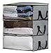 Storage Bag Organizers, Clothing Storage Containers for Clothes, Sweater, Blanket, Pillows, bedding in Bedroom, Closet, 3 Piece Set(Grey)