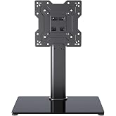 XINLEI Universal TV Stand Base, Table Top TV Stand for 17-43 Inch LCD/LED TVs, Height Adjustable Monitor Mount Stand with Tempered Glass Base Holds up to 88lbs VESA 200x200mm, TS103