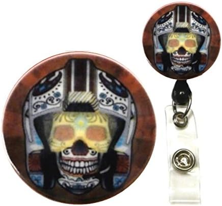 Candy Skull Star War Movie Character Real Charming Swivel Alligator ID Badge Holder Badge Reel (Luke SA)