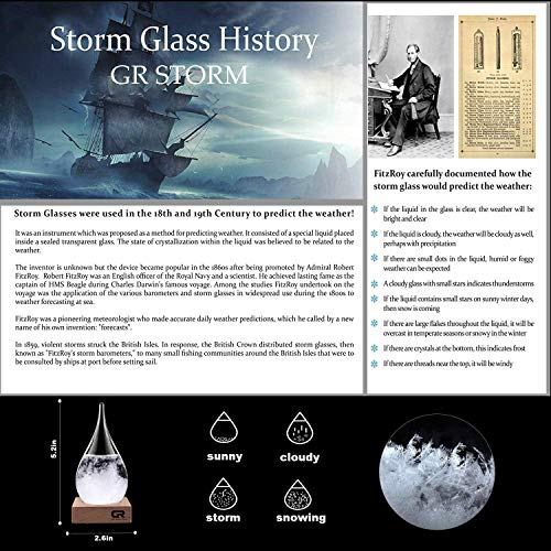 Gyrategirl Storm Glass, 2020 New Weather Stations Weather Predictor, Creative Forecast Nordic Style Decorative Weather Glass Barometer Weather Bottle