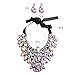 Holylove 5 Colors Fashion Women Ribbon Tie Statement Necklace with Chunky Tear Drop Glass Beads (8455 AB Crystal)