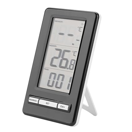 Digital Wireless Thermometer LCD Screen Desktop Table Clock Weather Station Measure Monitor for Outdoor Indoor Home Office