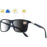 Missfive Photochromic Bifocal Reading Glasses Men Blue Light Protection, Designer Transition Retro Computer Readers Far and Near Dual-Use Lens Stylish Vintage Eyeglasses Matte Gray Eyewear, 2.5x