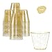 Glitter Disposable Cups | 5 oz. 100 Pack | Clear Plastic Cups | Gold Glitter Plastic Party Cups | Disposable Plastic Wine Glasses for Parties | Plastic Cocktail Glasses | Wedding Holiday Tumblers
