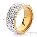 Tuji Jewelry VQYSKO Gorgeous Stainless Steel Eternity Engagement Ring White Round Cubic Zirconia Wedding Band,3/4/5/8/12mm