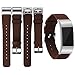 iGK Leather Replacement Bands Compatible for Fitbit Charge 2, Genuine Leather Wristbands NewFlat-end Brown
