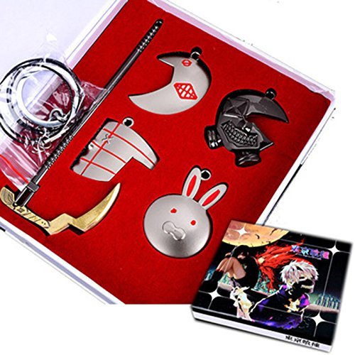 5pcs Anime Tokyo Ghoul Weapon Kaneki Ken Keychain Metal Necklace Cosplay Pendant Gift