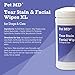 Pet MD Tear Stain Remover Facial and Eye Wipes for Dogs and Cats - Removes Crust, Mucus Tear and Saliva Stains - 70 XL Wipes