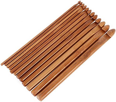 Bamboo Handle Crochet Hooks Set 12 Pcs Home Sewing Tools Bamboo Sweater knitting Circular Handle Crochet Hooks Smooth Weave Craft Needle