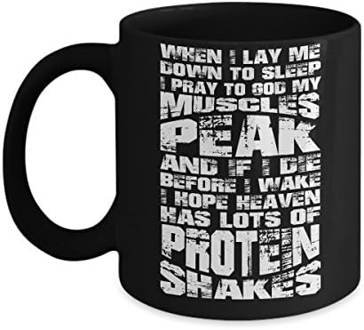Crossfit Mug-Body Building Mug-Weight Lifting Mug-When I Lay Me Down To Sleep I Pray To God My Muscles Peak-Weight Lifting Coffee Mug-Weight Lifting Gifts-Black