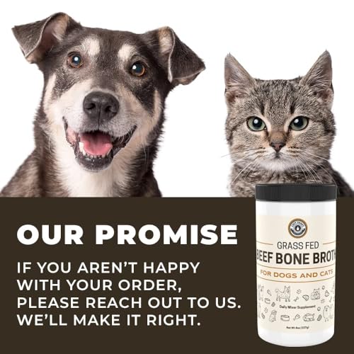 8oz Beef Bone Broth Powder for Dogs and Cats – Premium Grass-Fed Beef Broth Topper for Cats and Dog