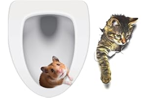 Maydahui 3D Toilet Seat Cover Stickers Decals Funny Cat Stickers Mouse Toilet Lid Decal Waterproof Peel Stick Cat Wall Decals Decor for Bathroom Washroom Fridge Door