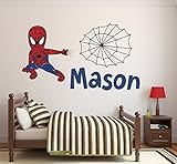 Custom Name Spiderman Wall Decal Baby Boy Kids Decor Personalized Nursery Gift Vinyl Art (32