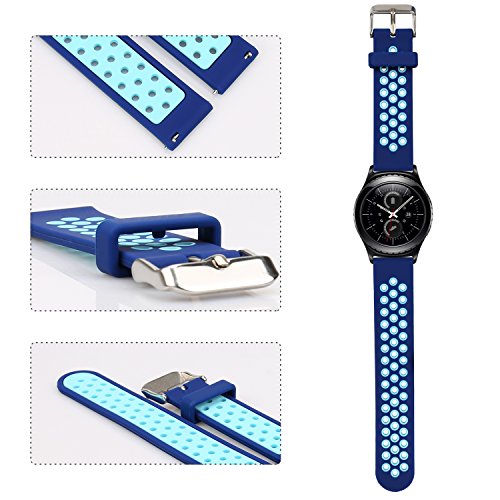 Universal 18mm 20mm 22mm 24mm Width Silicone Watch Band Replacement (20mm, Blue)