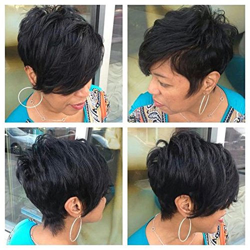 Hotkis 100 Human Hair Thick Hair Long Bangs Short Layered Cut