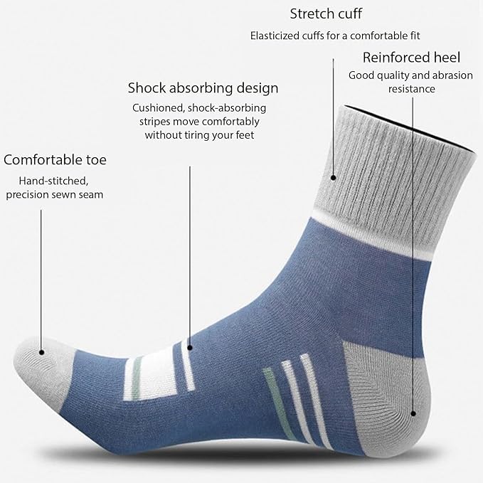 5 Pairs Multicolor Cotton Casual Socks for Men & Women - Soft Breathable Comfortable Unisex Sock Set