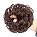 Stamped Glorious Messy Bun Extension for Women 100% Human Hair Curly Wavy Updo 100% Human Hair Wavy Donut Scrunchy Curly Hairpieces Natural Hair Kids Donut Ponytail Hair Chignons (Dark Brown), 2 Count