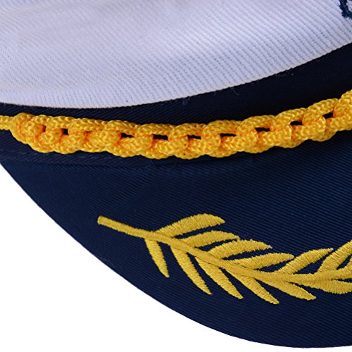 Sailor Captain Hat Embroidery Boat Ship Sailor Hats Adjustable Navy Hats For Children White 1 Pcs