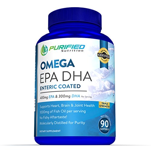 Fish Oil by Purified Nutrition, Triple Strength Formula Packed into One Capsule, 1,000mg Fish Oil, 700mg Omega-3 Fatty Acids, 300mg DHA, and 400mg EPA, 90 Day Supply