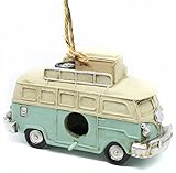 Alpine Corporation SLL1570 Hanging Volkswagen Van Birdhouse, 6 Inch Tall, Blue/White
