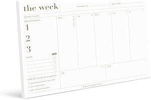 Bliss Collections Weekly Planning Pad, Desk Calendar - The Essential - Undated Tear-Off Sheets Notepad - Organizer, Scheduler for Goals, Tasks, Ideas, Notes & To-Do Lists - 6" x 9", 50 Sheets