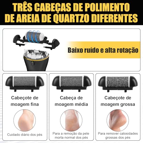 Kit de Remoção de Calos de Pé Elétrico, Removedor de Calos 10 em 1 Profissional Lixador de pé Elétrico Premium, Removedor de Calos Elétrico para Pés, Ferramentas Profissionais para Pedicure